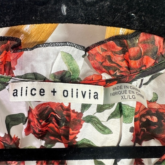 Alice + Olivia Marlyn Tie Neck Button Down Blouse sz XL - Picture 8 of 10